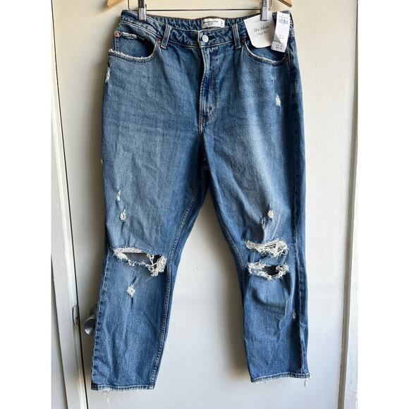 Abercrombie & Fitch Denim - Abercrombie & Fitch Curve Love The Mom High Rise Jeans Blue size 32 14R $99 NWT